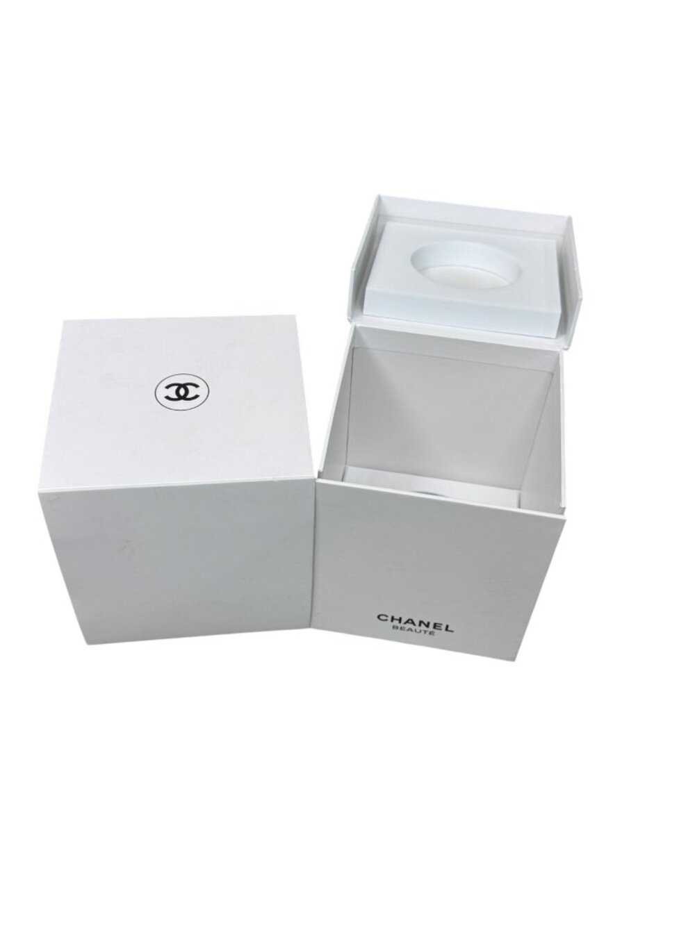 Chanel White Beauté Box 4.75x4.75x6 Storage Display Gift Authentic Hair Jewelry